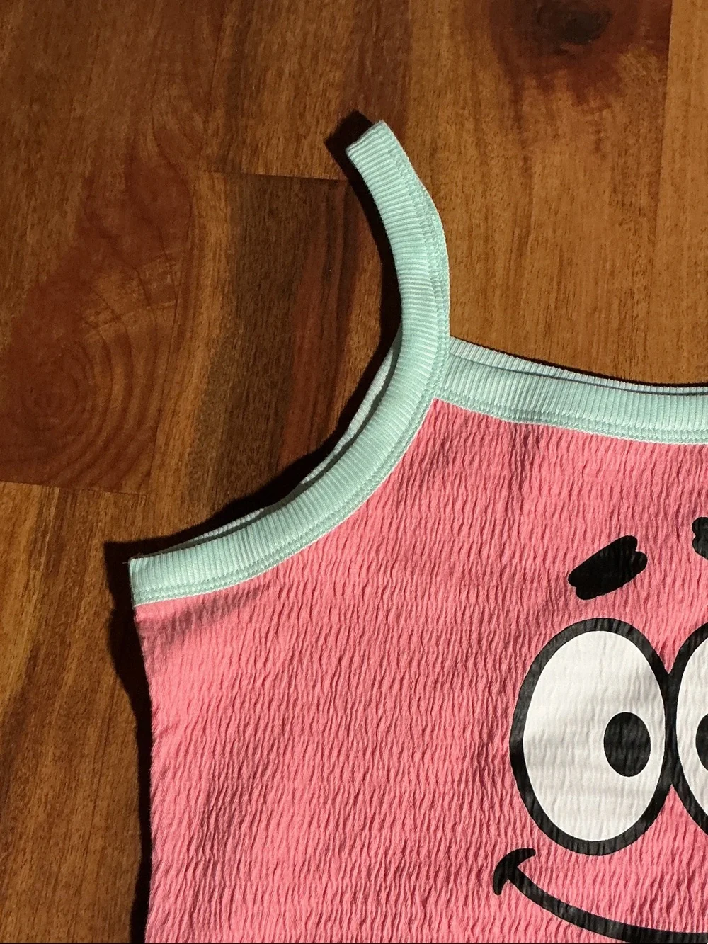 Bob sponge Justice Pink Tank Top with Aqua Trim and Smiley Face nwt sz xl kids